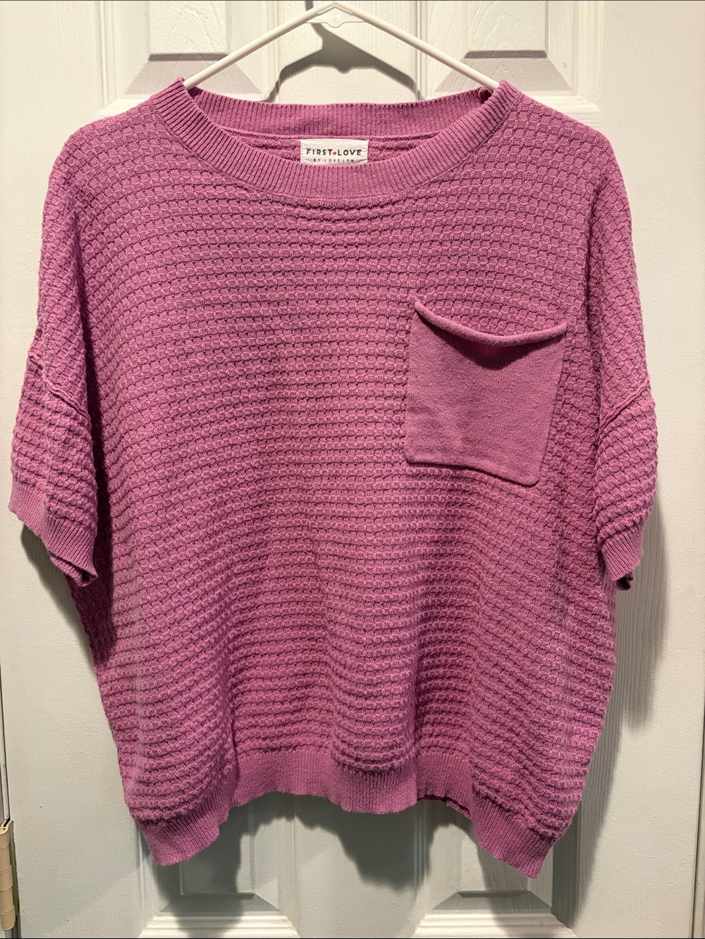First Love Women's Textured Short-Sleeve Sweater - Mauve